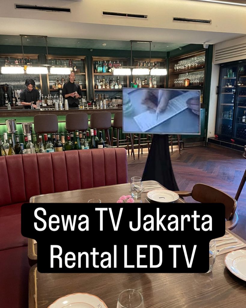 Rental monitor TV LED dengan stand untuk seminar dan pameran di Jabodetabek, Cikarang, dan Bandung oleh DAXELL RENTAL